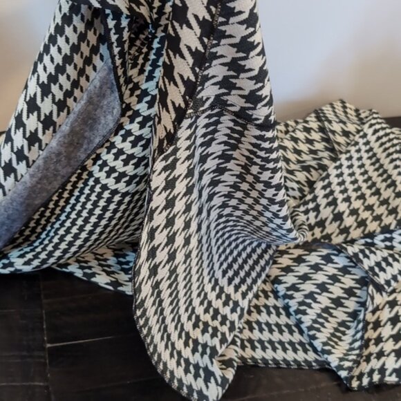 Vintage Houndstooth Overcoat Trench Duster Jacket Open Front Mid Length 80s 90s - Picture 12 of 13